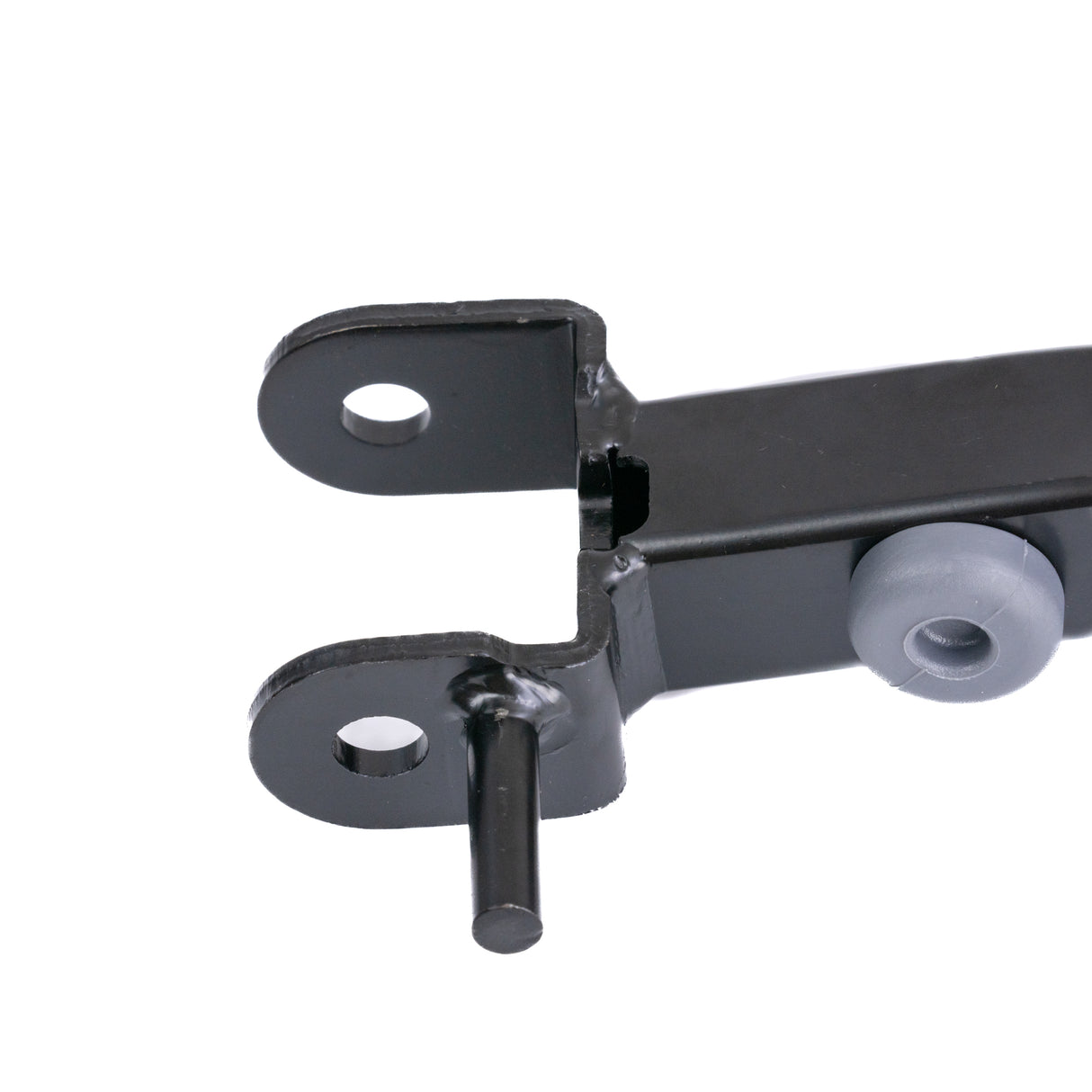 Front Axle Assembly for Jazzy Zero Turn & Pride Zero Turn 8 Mobility Scooters, featuring a black metal structure with a grey wheel and necessary hardware components.