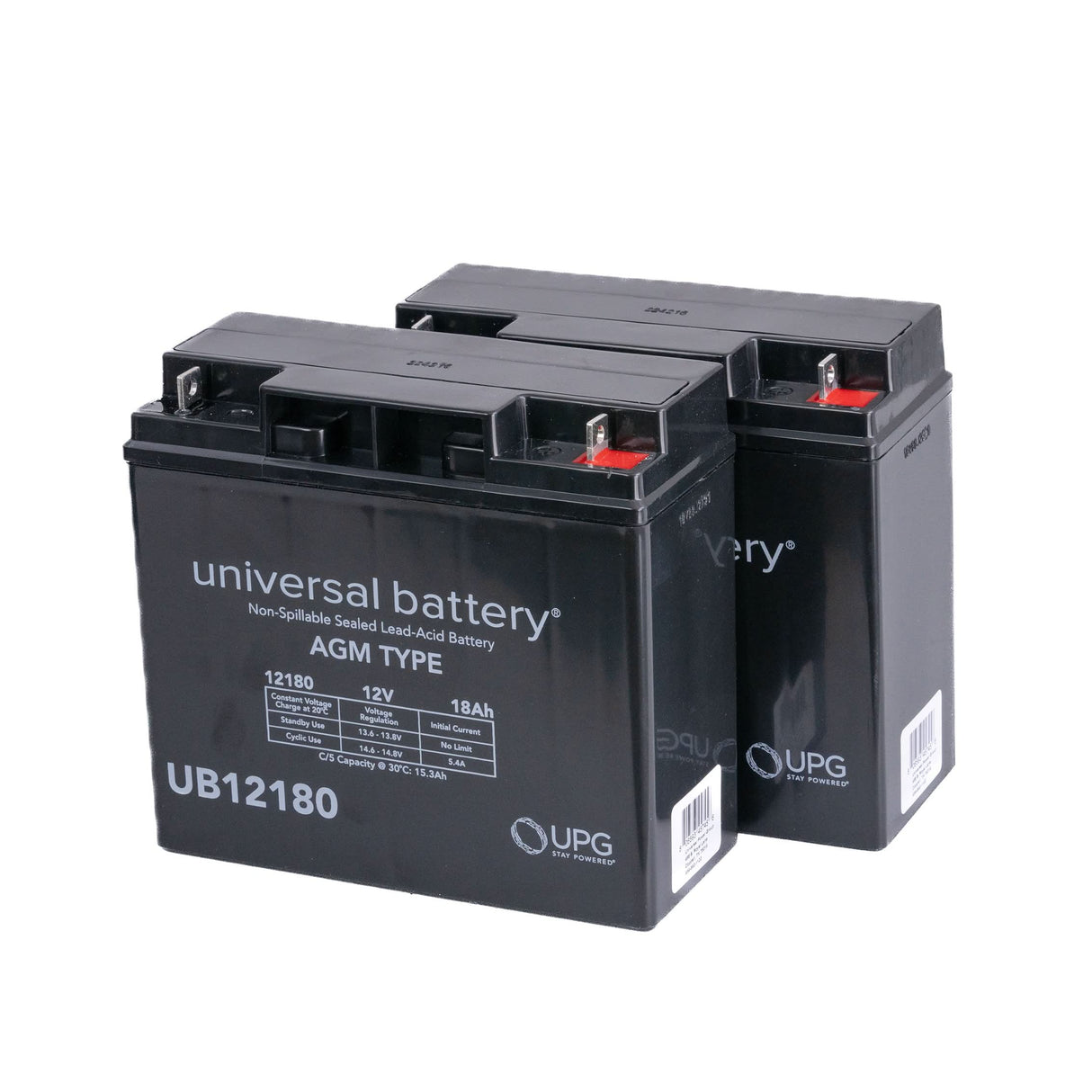High Capacity Battery Box Assembly for the Go-Go Elite Traveller (SC40E/SC44E) showing two black sealed lead acid batteries with red and white text, designed for extended scooter run time.