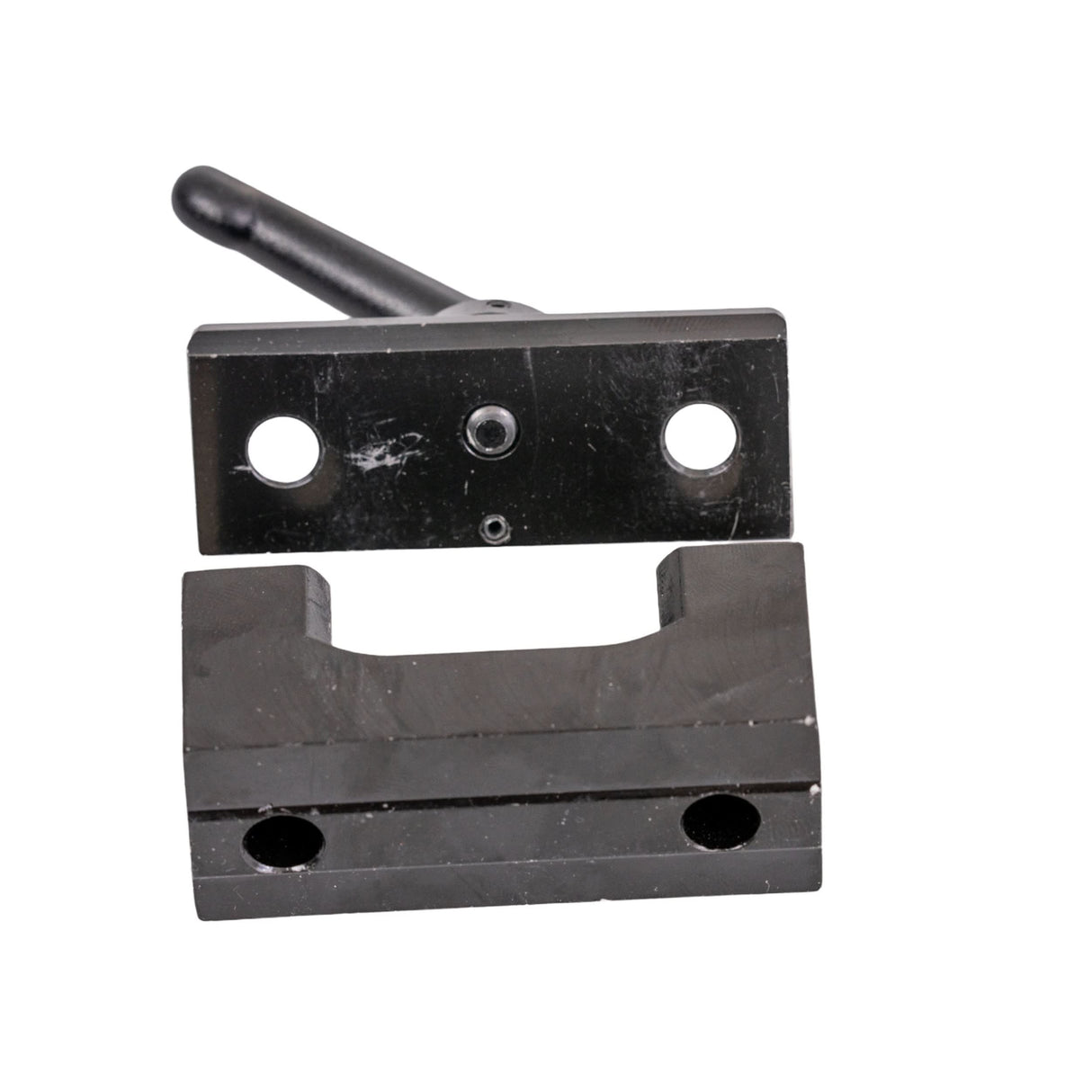 Receiver Block Assembly for the Quantum Q6 Edge HD, featuring a black metal piece with holes and visible screws, essential for maintaining scooters or power chairs.