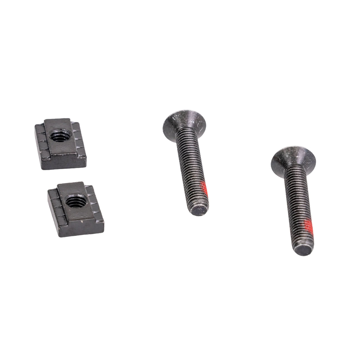 Receiver Block Assembly for the Quantum Q6 Edge HD, shown with various screws, nuts, and a black square object featuring a central hole.
