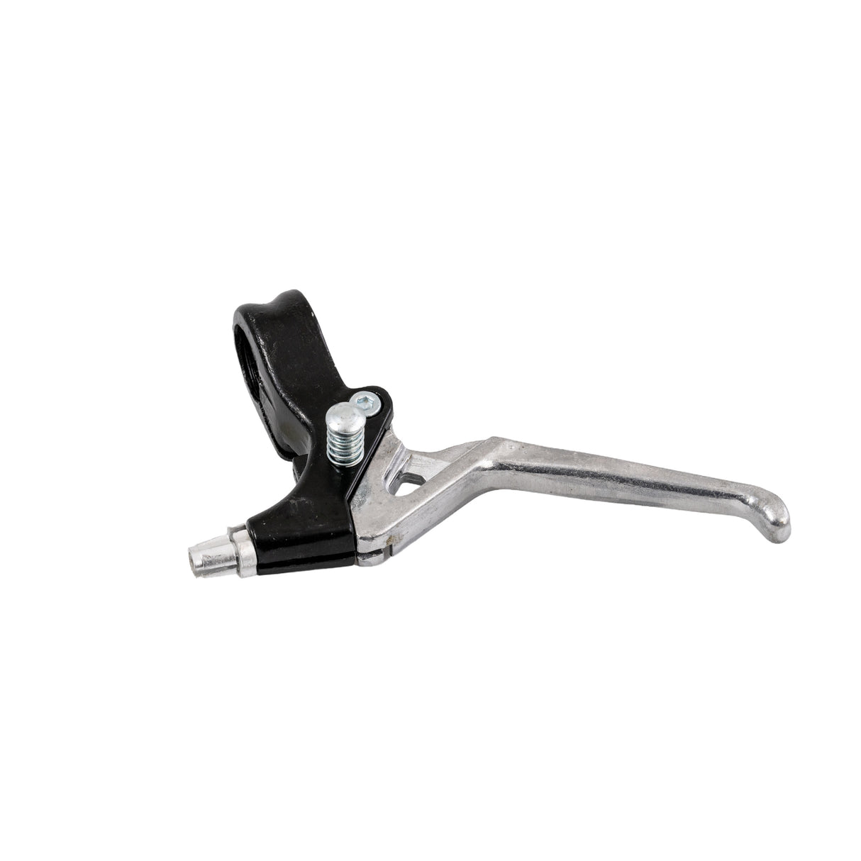 Clutch Lever for 48cc - 80cc 2-Stroke Bicycle Engine Kits, featuring a black and silver handle, designed for engaging the clutch assembly, fits 7/8 diameter handlebars.