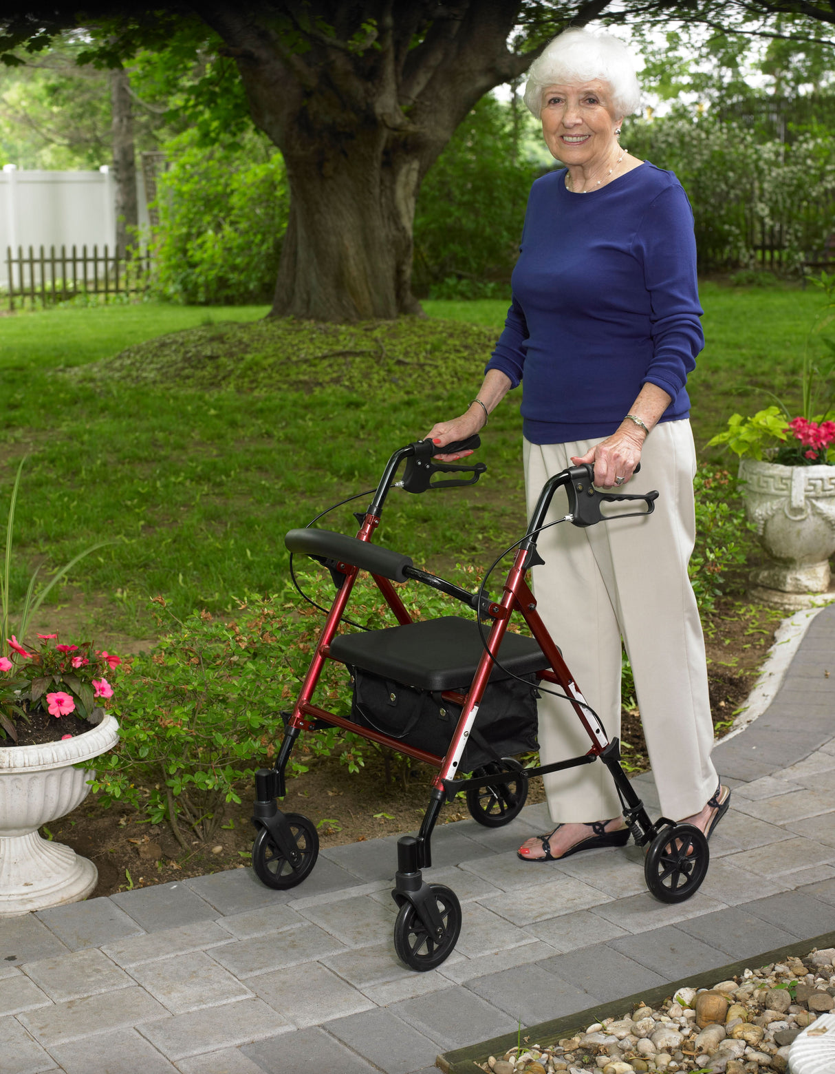 Adjustable Height Rollator Rolling Walker with 6" Wheels