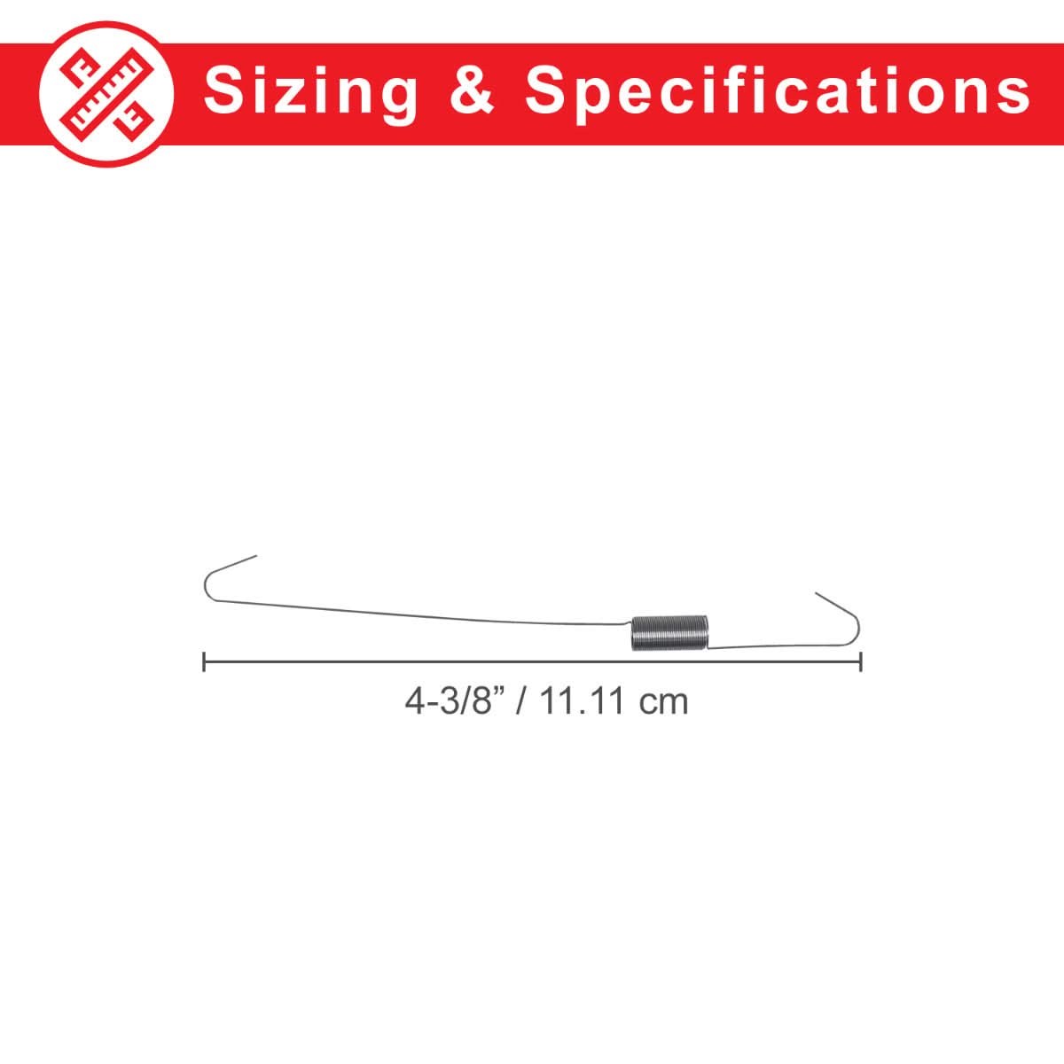 Throttle Return Spring for the Baja Mini Bike MB200 - VIN Prefix LYOY, showing a close-up of the small metal spring with size and measurement details visible.