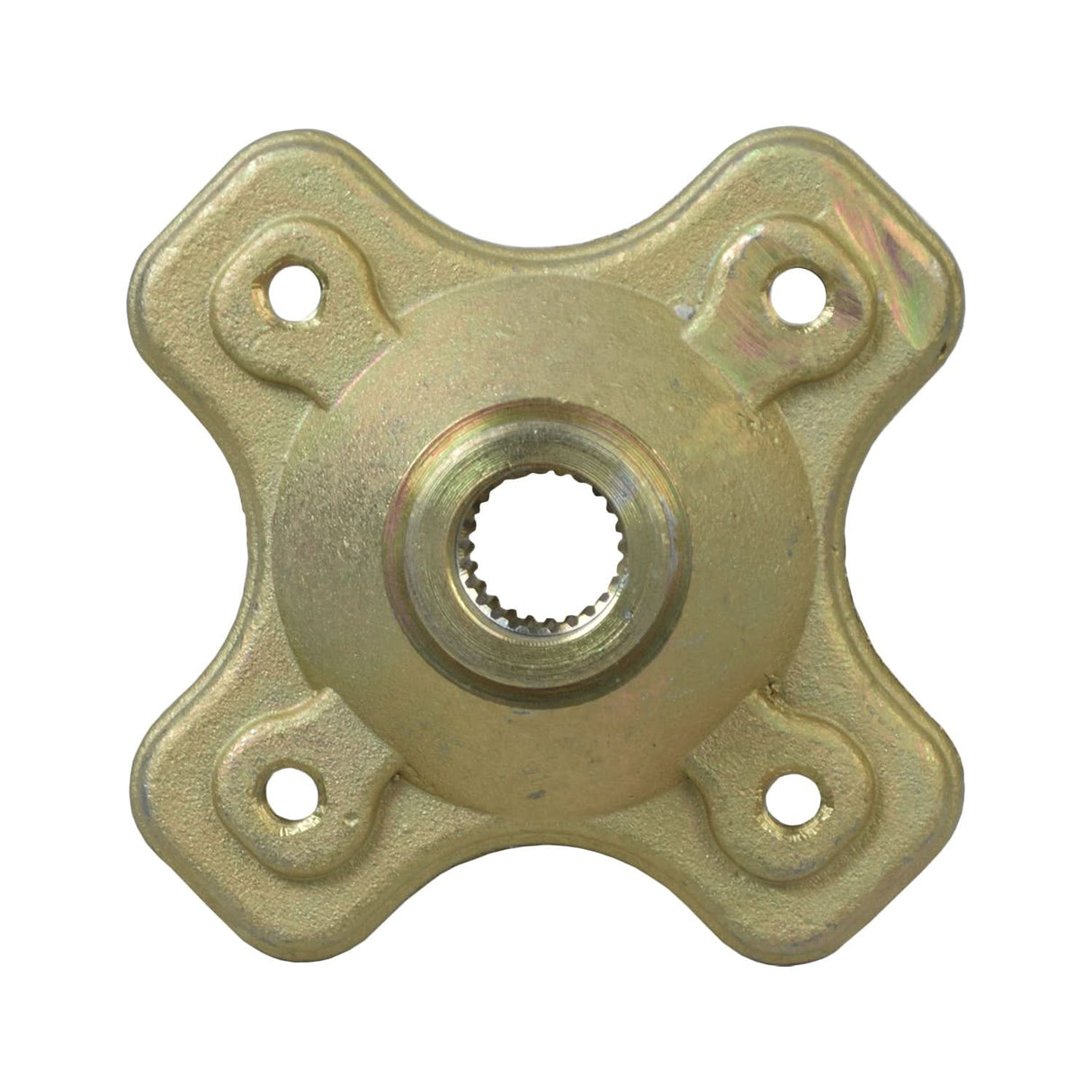 Wheel Hub for TaoTao ATA-300A1 & ATA-300H1 ATVs, solid brass, featuring a splined 27 mm center hole and four M10-1.25 threaded holes for studs (not included), close-up view.