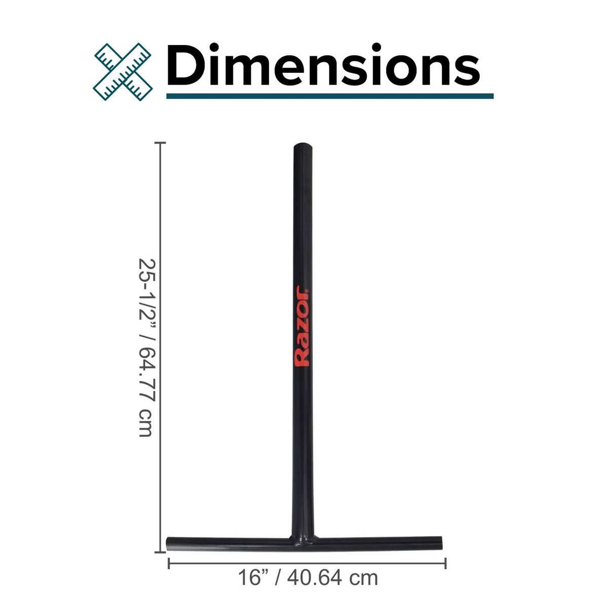 Handlebar for the Razor E300 HD Electric Scooter, featuring a black metal bar with red text and a black pencil with red writing, designed exclusively for this specific scooter model.