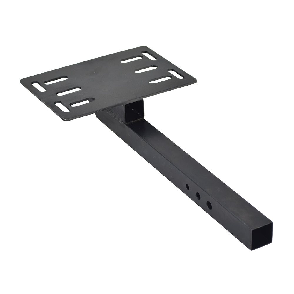 Universal Mobility Scooter Trunk Mounting Bracket (Rear Hitch Mount) - black metal bar with holes, designed for attaching various trunk cases or baskets to mobility scooters.