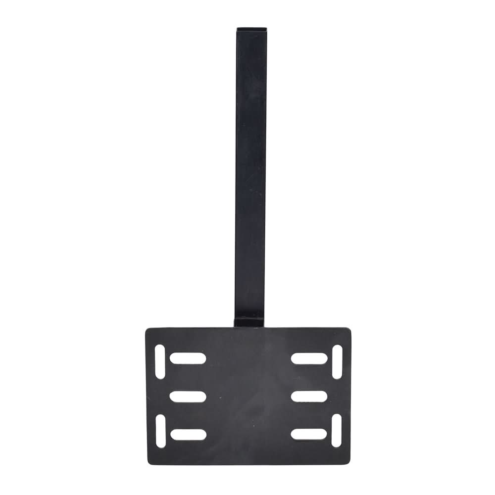 Universal Mobility Scooter Trunk Mounting Bracket (Rear Hitch Mount) featuring a black metal rectangular platform with multiple elongated holes for versatile attachment of trunks, baskets, and cases.