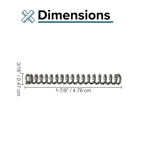 Throttle Cable Return Spring for the Monster Moto / Mega Moto MM-K80 80cc Go-Kart, depicted as a small metal helical spring with visible size and dimensions, essential for preventing throttle from sticking.