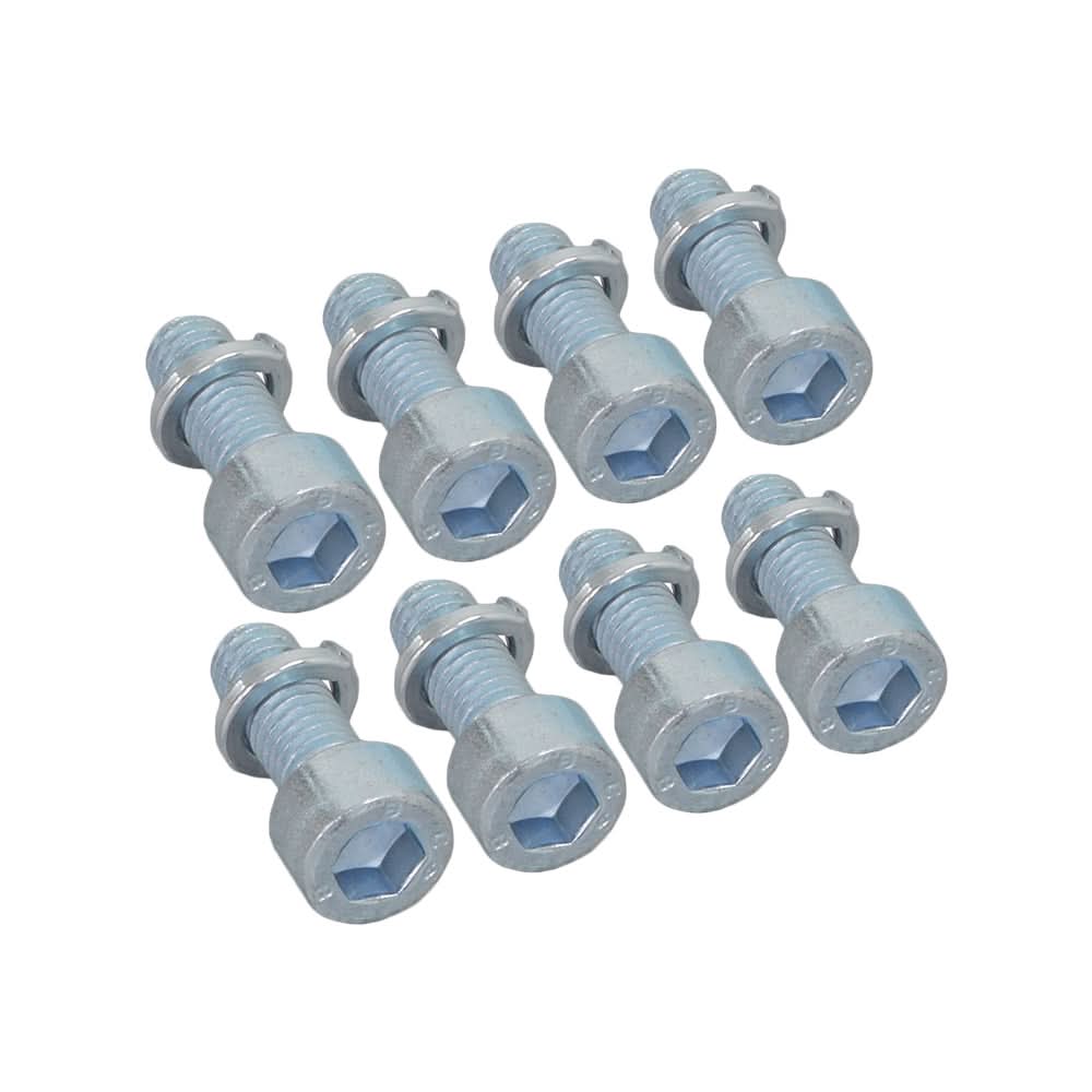Front Caster Brackets for the Razor Crazy Cart XL (Versions 1+), Set of 2, shown as a group of bolts and nuts, highlighting close-ups of individual bolts and nuts, essential for mounting hardware.