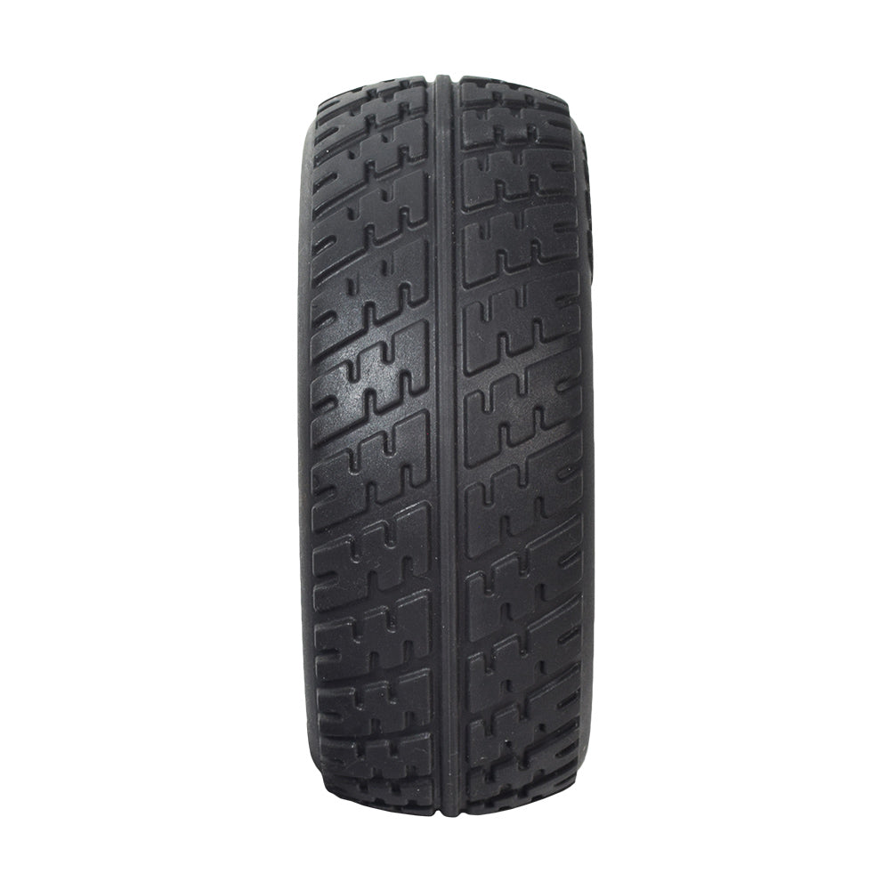 8x2.50 Rear Wheel Assembly for the Go-Go Elite Traveller (SC40E/SC44E) featuring a close-up of a black tire with a distinct tread pattern, designed for durability and reliability.