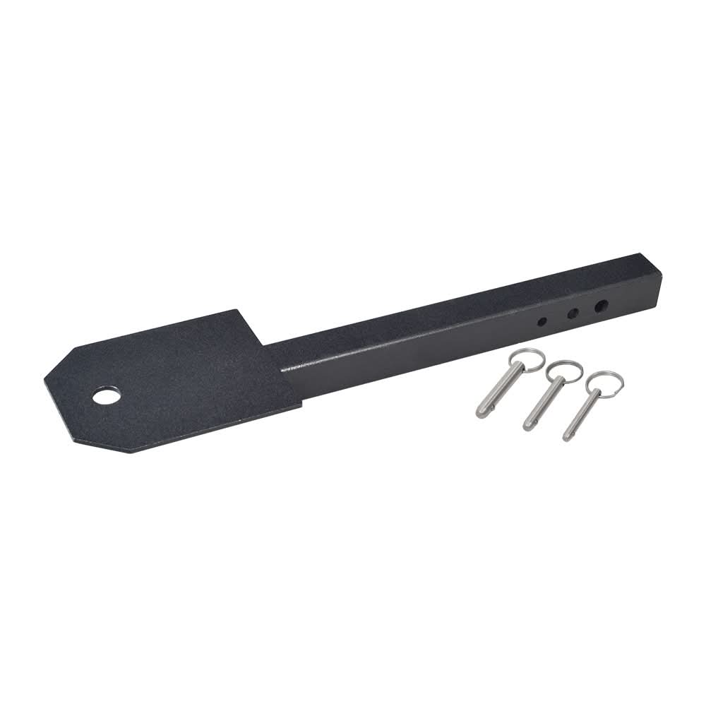 48 Multicolor LED Whip Light & Utility Cart Hitch Extender Kit for Mobility Scooters featuring a black metal bar with screws and a dynamic pole light fixture.