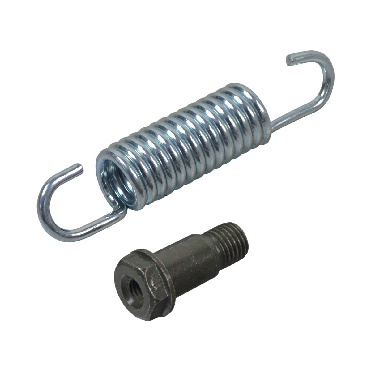 Kickstand for the Realtree RT200 196cc Mini Bike, featuring a metal spring and a nut, designed for stability and easy folding. This essential part ensures your mini bike remains upright when parked.