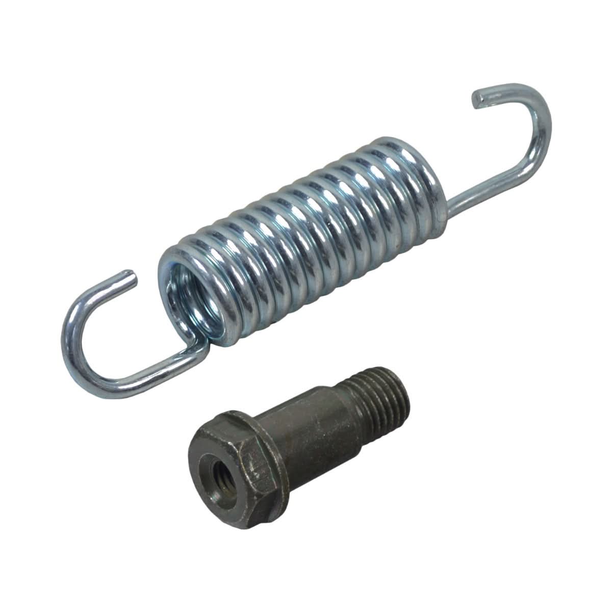 Kickstand for the Realtree RT200 196cc Mini Bike, featuring a metal spring and a nut, designed for stability and easy folding. This essential part ensures your mini bike remains upright when parked.