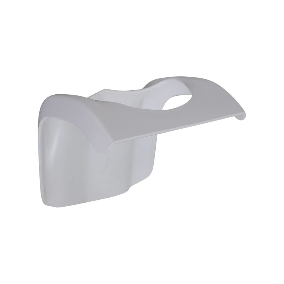 Console Trim for the Coleman AT125-EX ATV, a white plastic piece with a central hole, designed to mount on the handlebar center and secure the ATV's speedometer and instrument cluster.