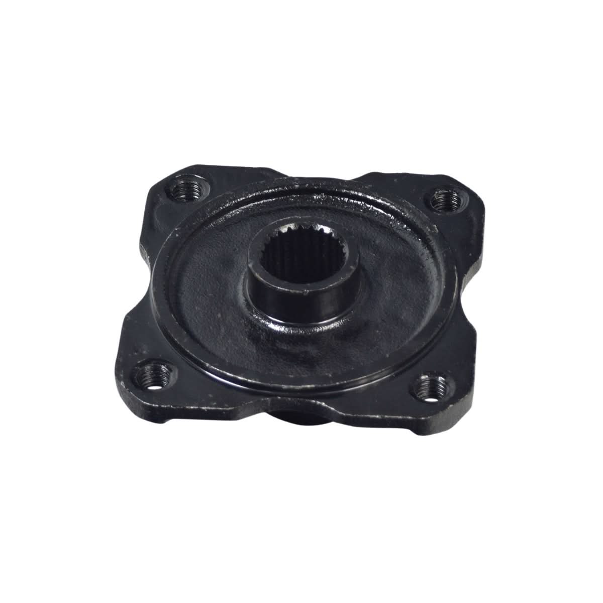 Rear Rim Hub for Coleman AT125-EX & AT125-UT ATVs, black metal object with a central hole, featuring four 10M-1.50 threaded bolts for securing rear wheel rims to the axle.