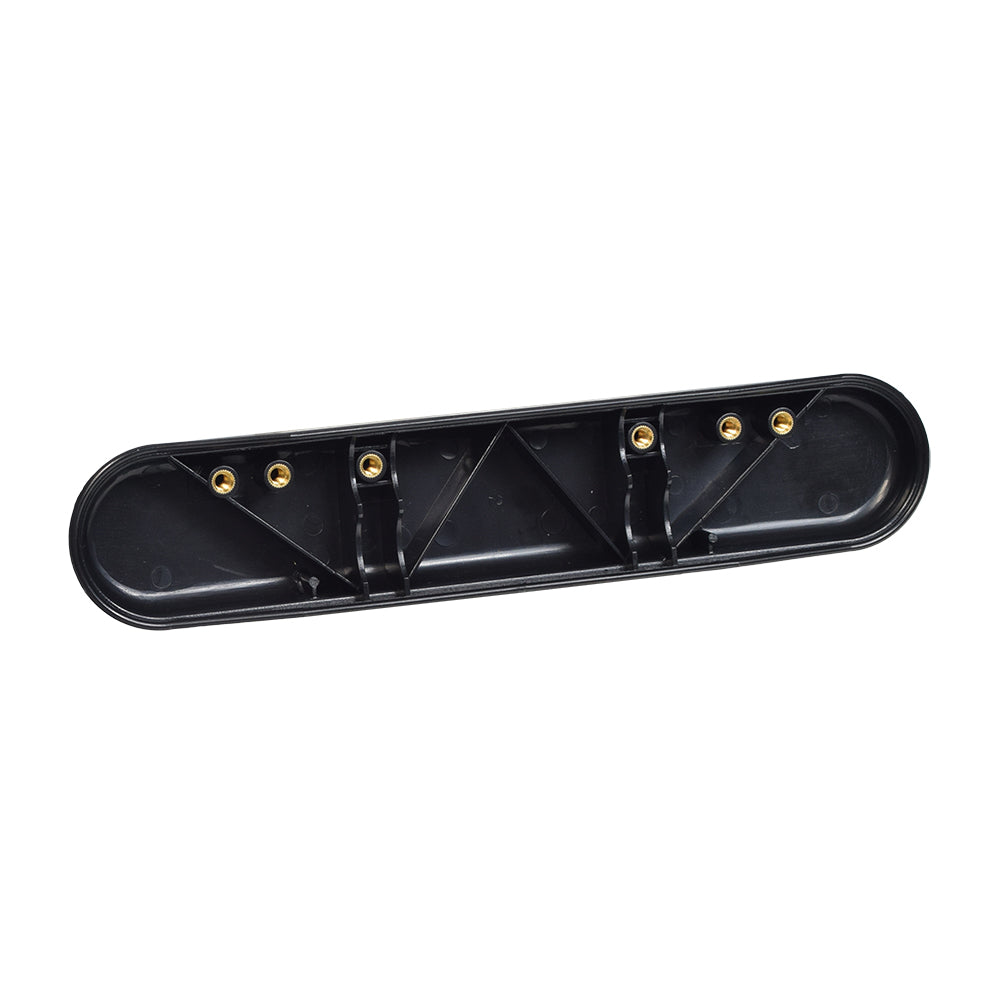 10-1/2 Desk Length Black Plastic Armrests for Wheelchairs (Set of 2), featuring a black rectangular design with multiple holes for adjustable fit.
