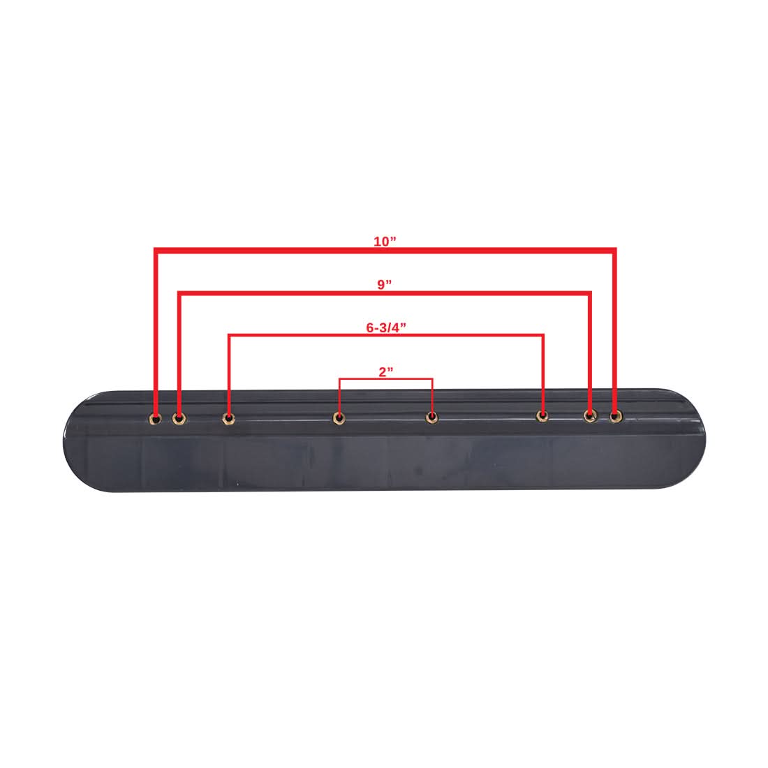 Navy Blue 14 Full Length Padded Vinyl Armrest for Wheelchairs, featuring a black rectangular base with red lines and mounting holes, designed for Invacare wheelchairs and transport chairs.