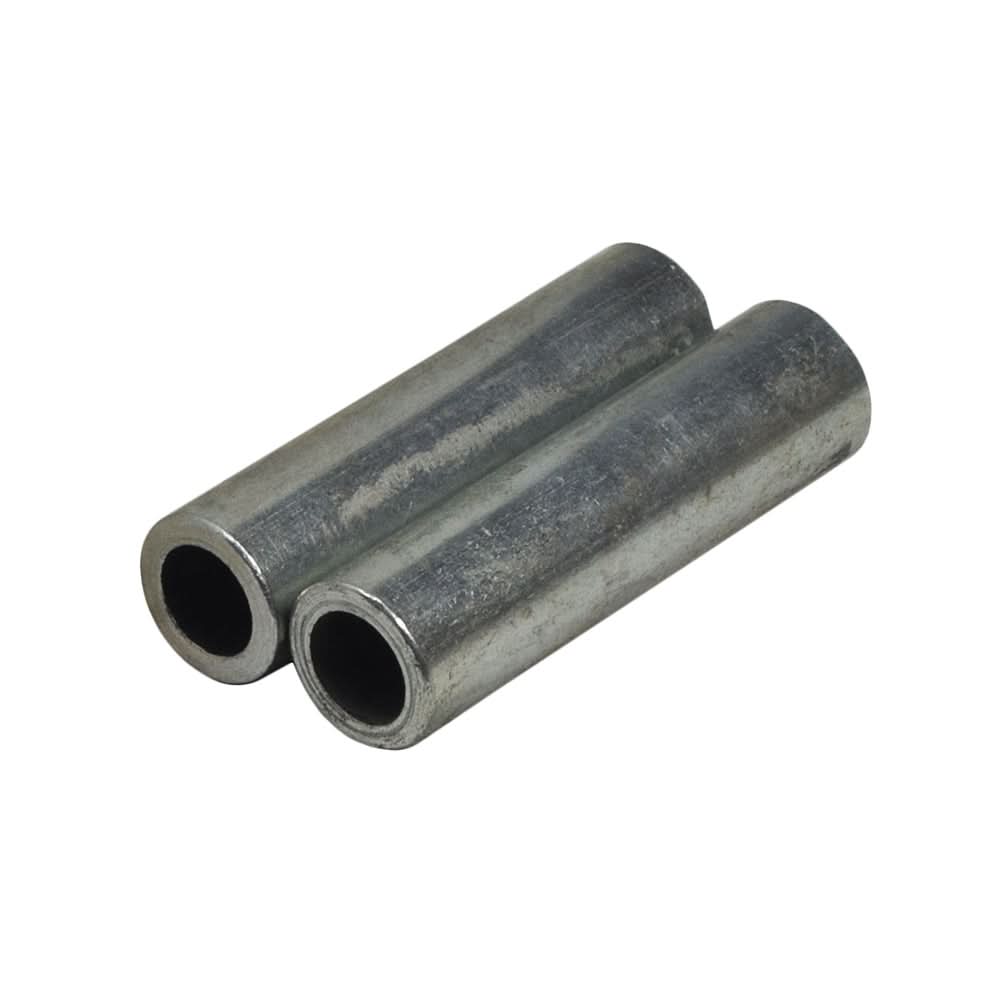 Front Axle Spacer Set for the Motovox MBX11, showcasing two shiny metal cylinders designed to maintain proper wheel alignment and ensure smooth operation of the mini bike.