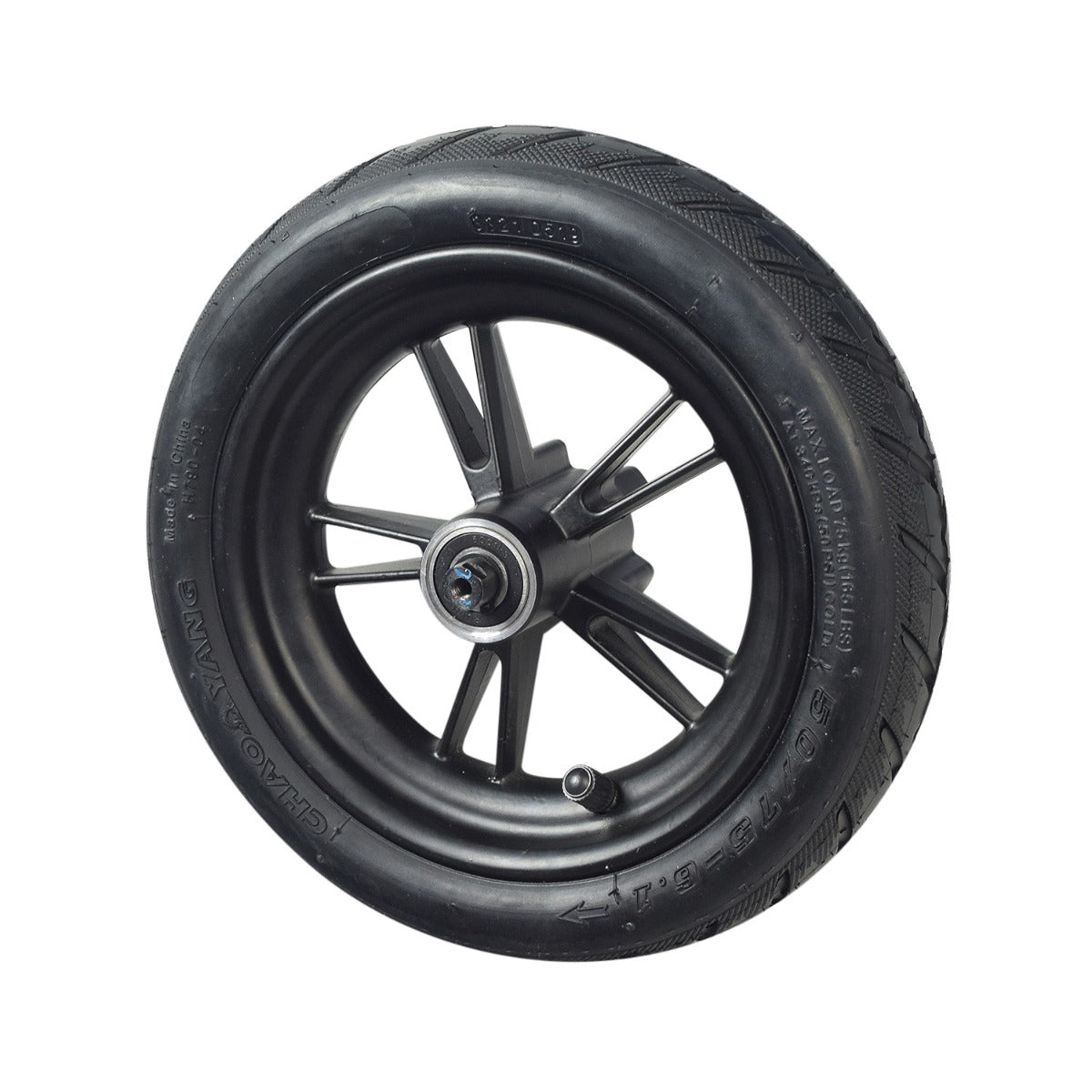 Rear Wheel Assembly for GOTRAX GXL V2 & XR Ultra Electric Scooters featuring a 50/75-6.1 tire mounted on a 5-spoke silver rim with pre-installed 6001RS bearings and hub with five mounting holes.