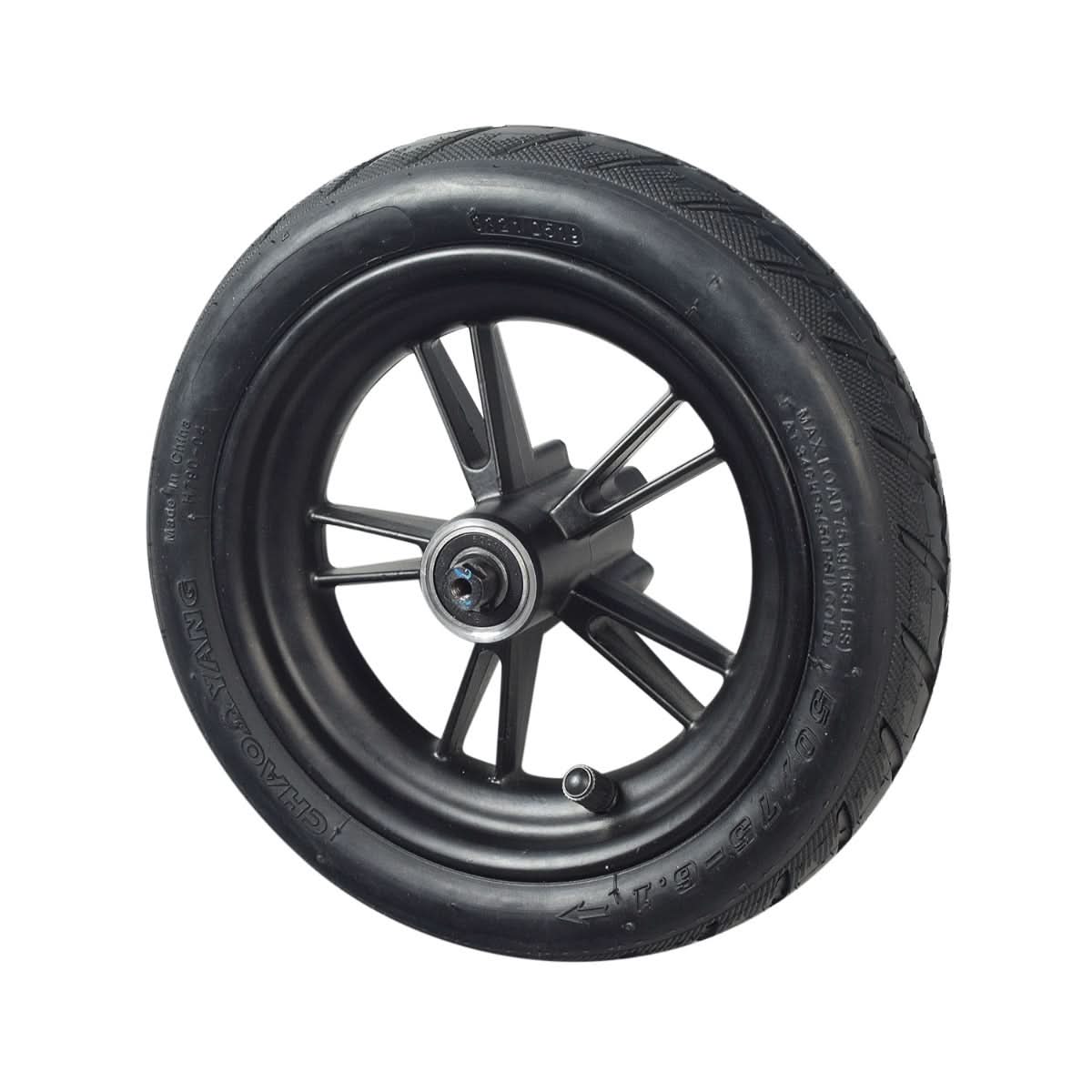 Rear Wheel Assembly for GOTRAX GXL V2 & XR Ultra Electric Scooters featuring a 50/75-6.1 tire mounted on a 5-spoke silver rim with pre-installed 6001RS bearings and hub with five mounting holes.