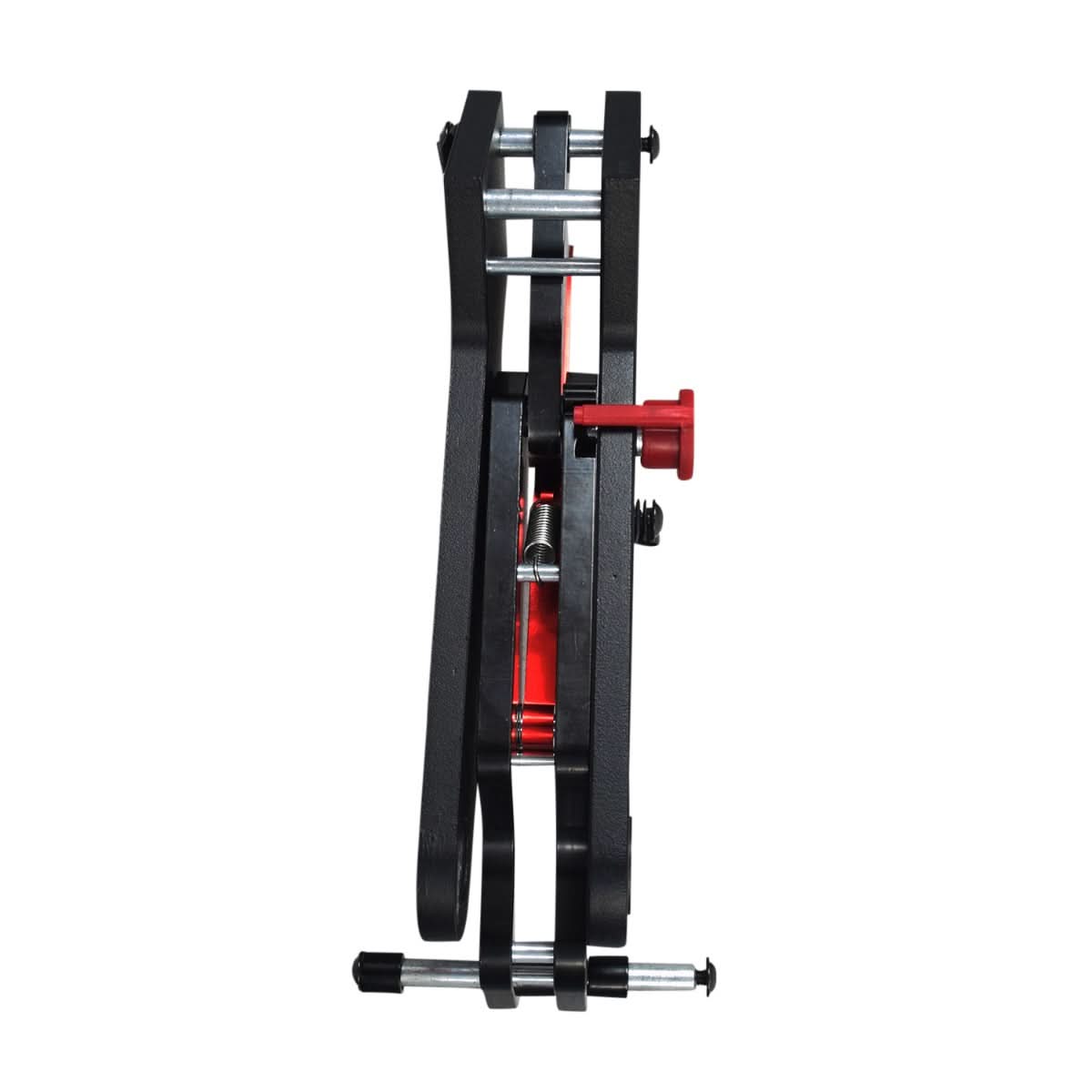 Pivot Lever Assembly for GOTRAX Apex, Apex LE, Apex XL, GXL V2, & XR Elite Electric Scooters, featuring a robust red handle and black metal construction, designed for pivoting handlebars for ease of transport.