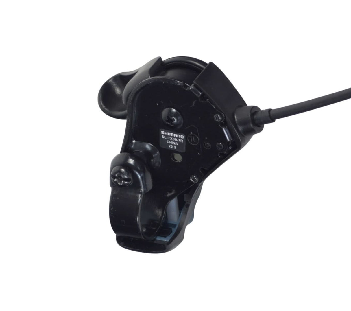 7-Speed Right Thumb Gear Shift Lever for the ANCHEER 26 350W Electric Mountain Bike by Shimano, featuring a close-up of the black shifter with an attached 62-1/2 shift cable.