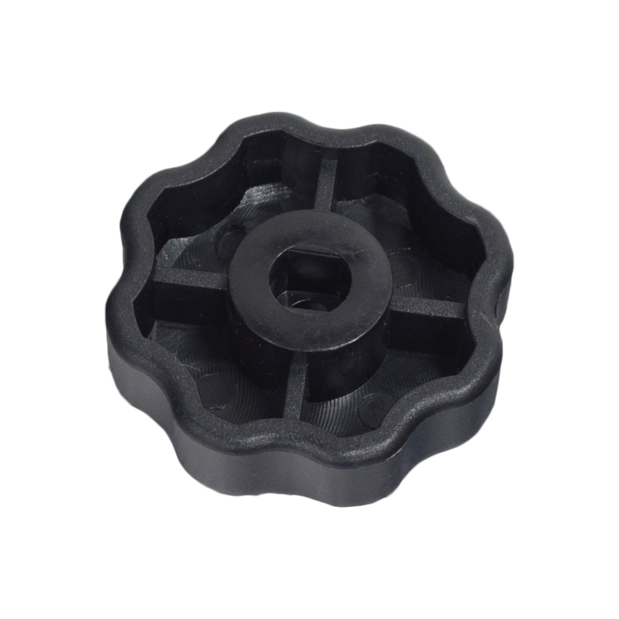 Armrest Height Adjustment Knob for Golden Companion I (GC240) & Companion II (GC340/GC440) Scooters, shown as a black circular object with a central hole and nut.