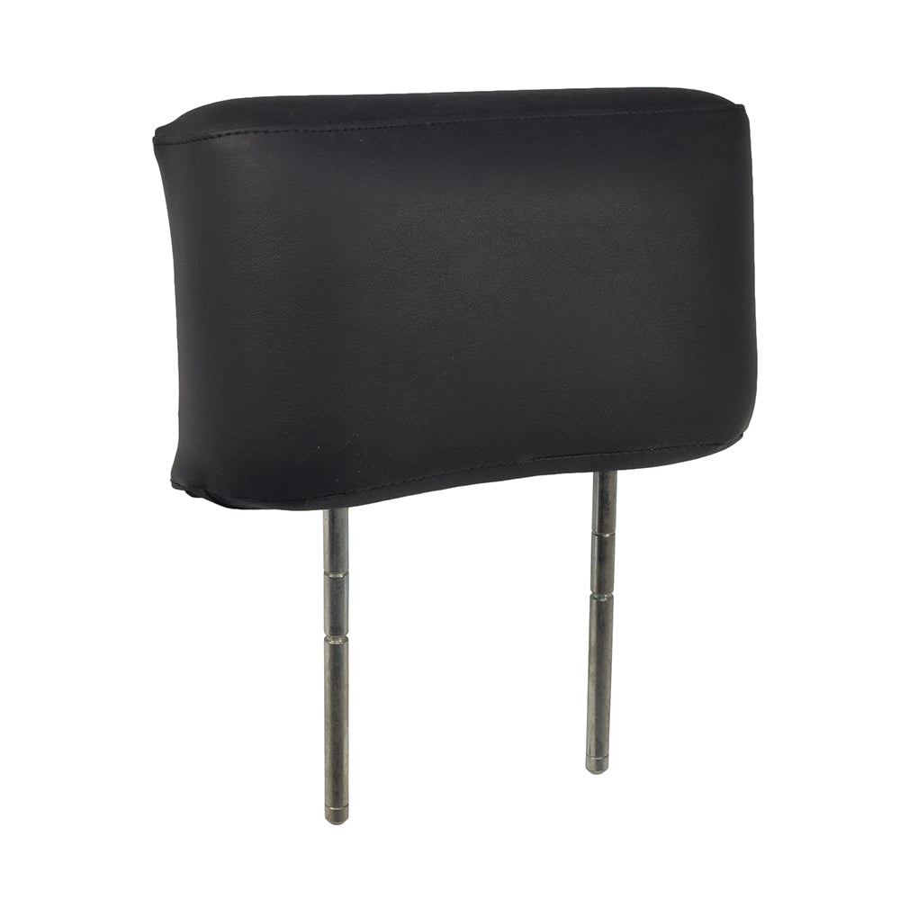 Black Vinyl Headrest for the Golden Technologies Spectrum Captain's Seat **CLEARANCE** - Features a sleek black leather backrest with sturdy metal legs, designed to fit the discontinued Spectrum Captain's Seat.