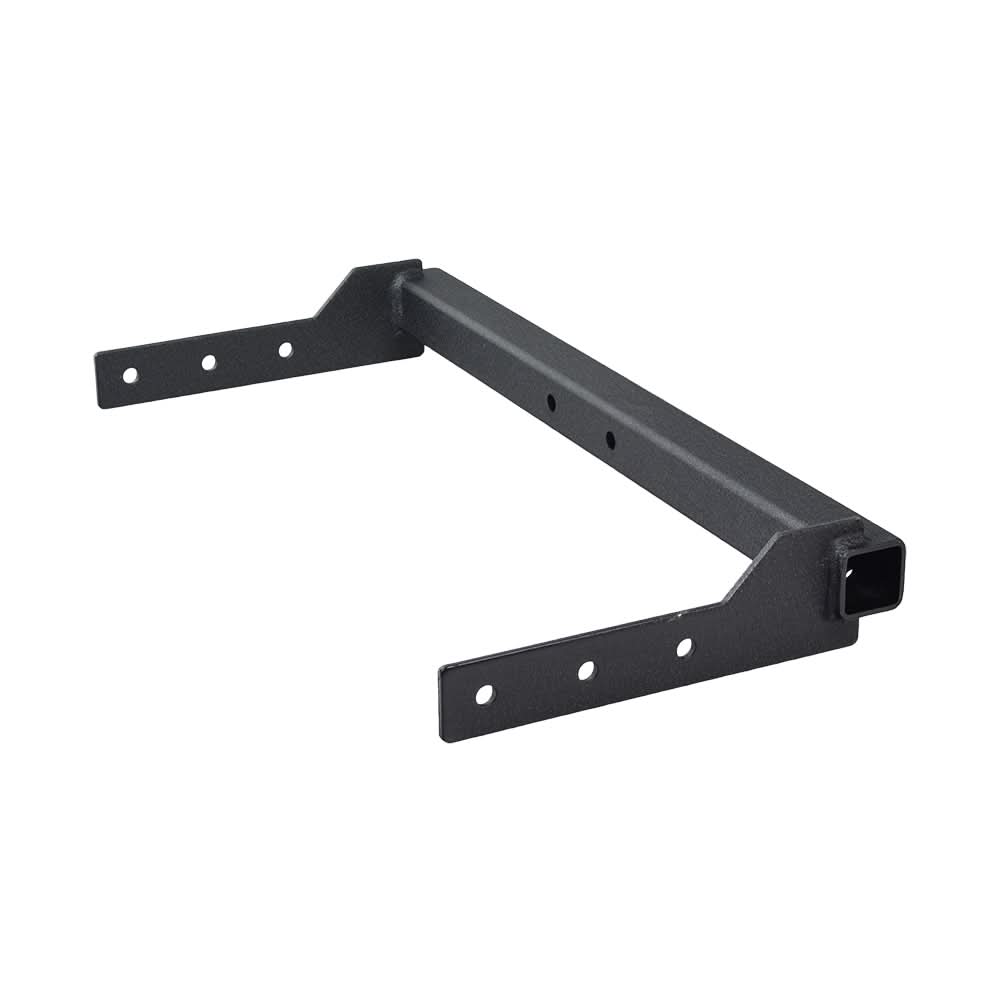 18 Armrest Receiver Tube for the Golden Compass Sport Power Chair, a square-shaped black metal bracket with multiple holes designed to mount behind the seat base of an 18 wide seat.