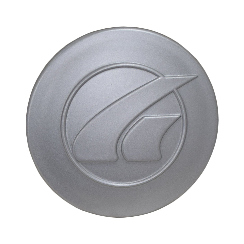 Rear Wheel Cover for the Golden Buzzaround EX (GB148): A close-up of a small, silver, circular hubcap designed to protect the scooter's axle and keyway slot.