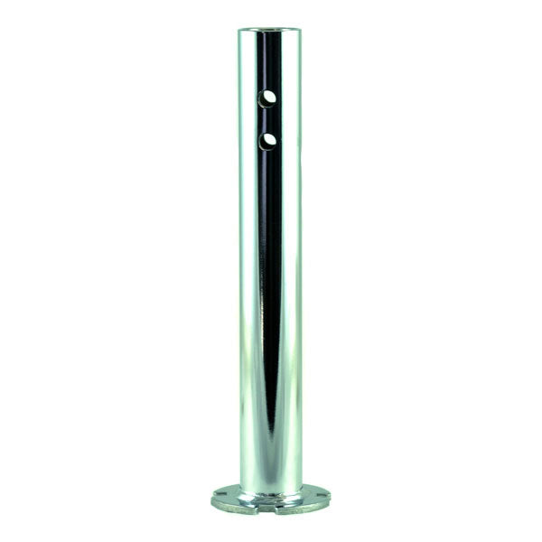4-Position Upper Seat Post for Go-Go, Pride, and Jazzy Mobility Scooters and Power Chairs, featuring a polished chrome finish with four top notches and two bottom pin holes for adjustable seating.