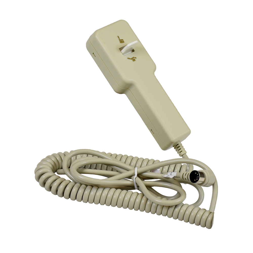 Hand Control Assembly for the Mega Motion Lift Chair (ELEASMB1065), featuring a white corded telephone-style hand control with a light switch, coiled cord, and 5-pin connector for easy installation.