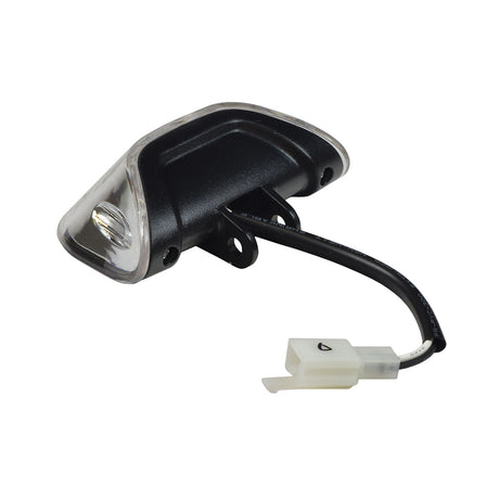 Close-up of the Headlight Assembly for Golden Technologies Companion I (GC240) and Companion II (GC340, GC440) mobility scooters, featuring a black and clear light with an attached cable.