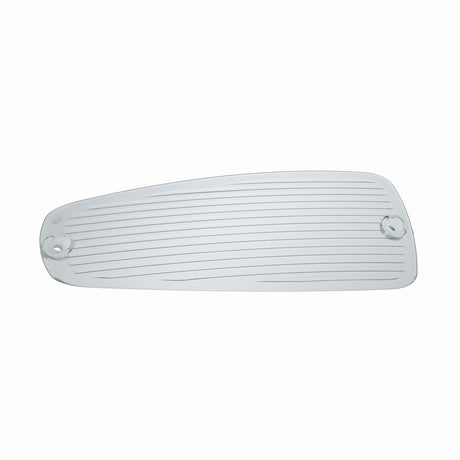 Upper Headlight Lens for Pride Legend XL (SC3450) & Hurricane (PMV5001) mobility scooters, featuring a close-up view of the clear, slightly curved 8 x 3 replacement lens.