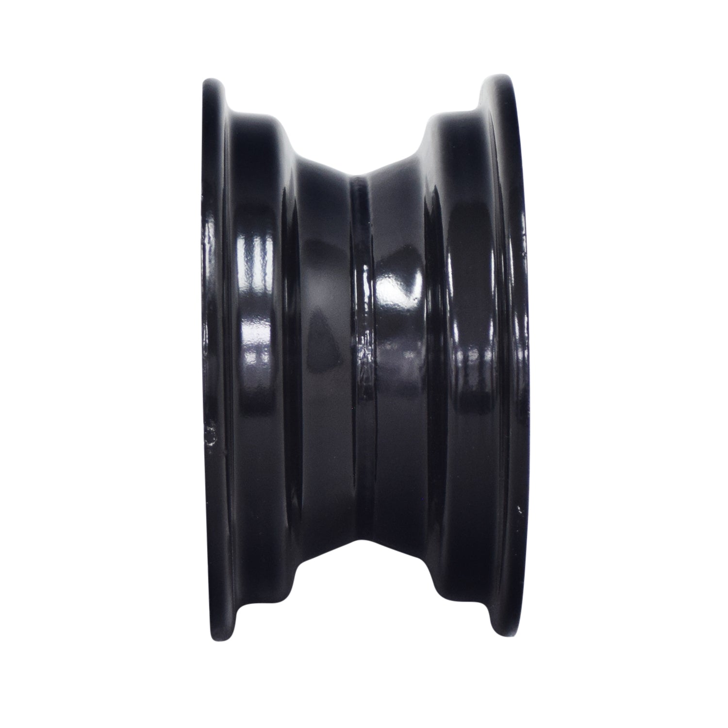 Front Rim for the Coleman CK100 & SK100 Go-Kart, featuring a sturdy steel construction with a black enamel finish, designed to hold the 13x5.00-6 tire and fit securely on the go-kart's front axle.