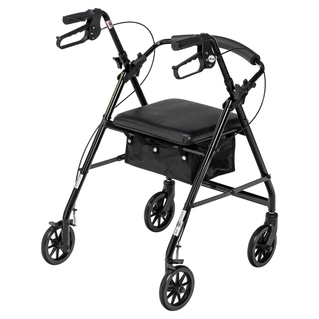 Rollator Rolling Walker with 6" Wheels, Fold Up Removable Back Support and Padded Seat