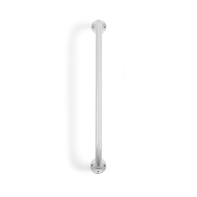 18 Invacare White Vinyl Grab Bar, featuring a white metal bar designed for home bath and stairwell installations, with a soft, contoured vinyl grip and sturdy all-steel construction.