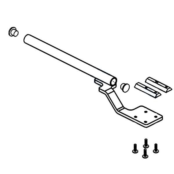 Inline Joystick Mounting Bracket for the Dynamic Shark Remote, depicted as a detailed sketch of a metal rod, designed specifically for Jazzy power chairs and potentially compatible with other brands.