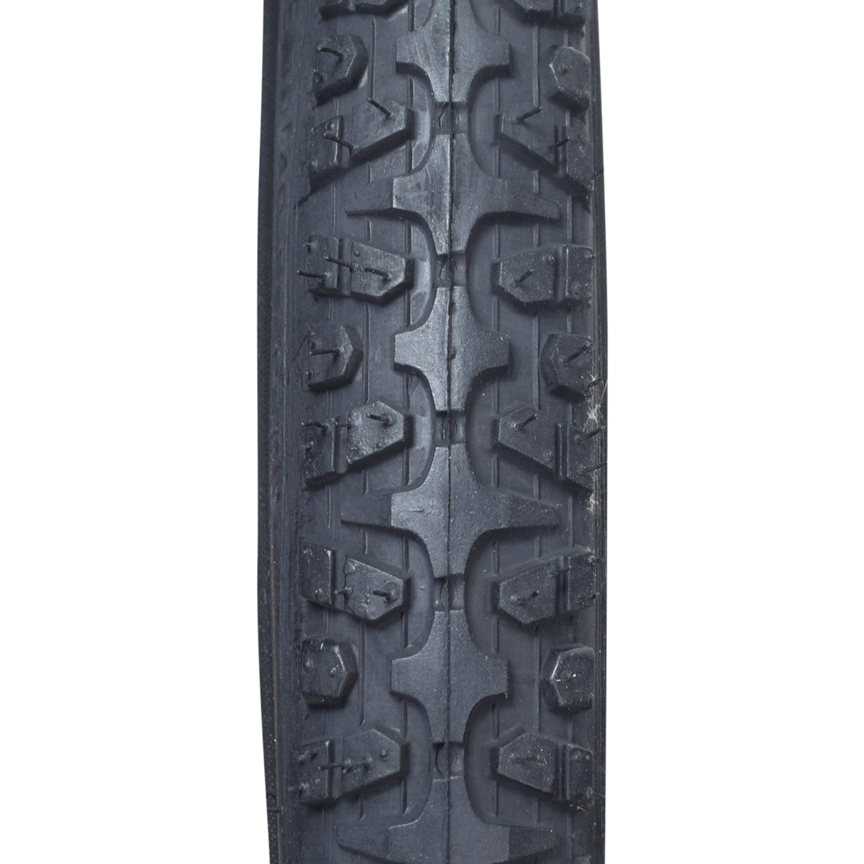 Close-up of the 26x1.5 Black Shipman CST797 Bicycle Tire, showcasing its textured synthetic rubber surface and detailed tread pattern.