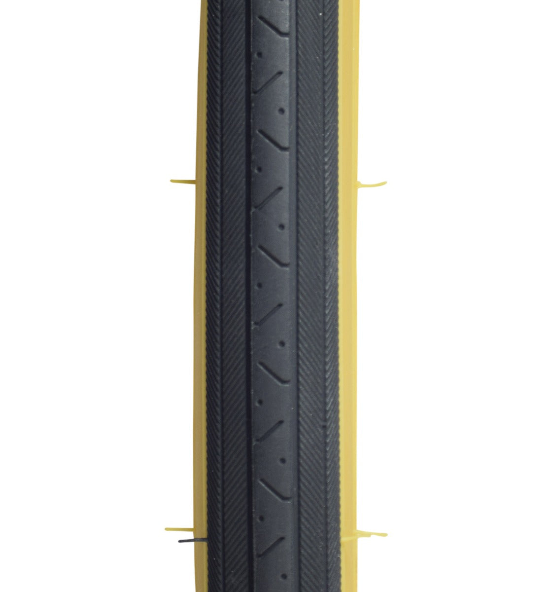 27x1-1/4 Road Raised Center CST638 Bicycle Tire, prominently shown in close-up, highlighting its robust tread and durable synthetic rubber construction. Ideal for road bike replacements, providing reliable performance and longevity.