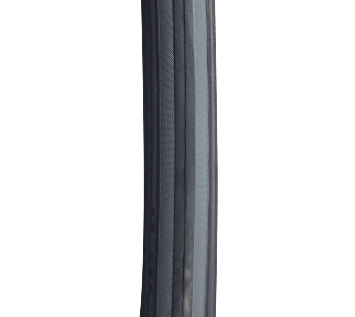 Close-up of 700x25 Czar Wire Bicycle Tire, showcasing its grooved lateral tread for traction and smooth center, designed with Dual Compound for durability and Exceptional Puncture Safety layer for protection.