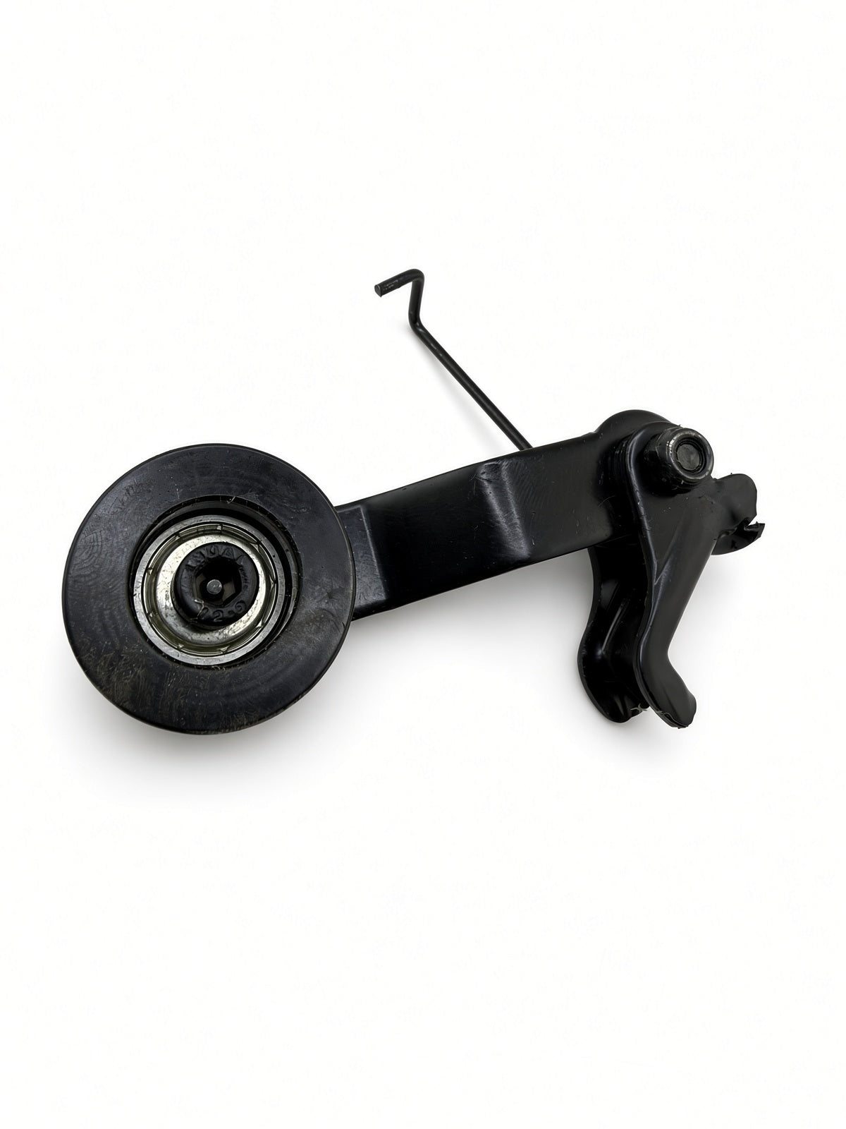 Side view of the Hiboy DK1 chain tensioner arm and roller
