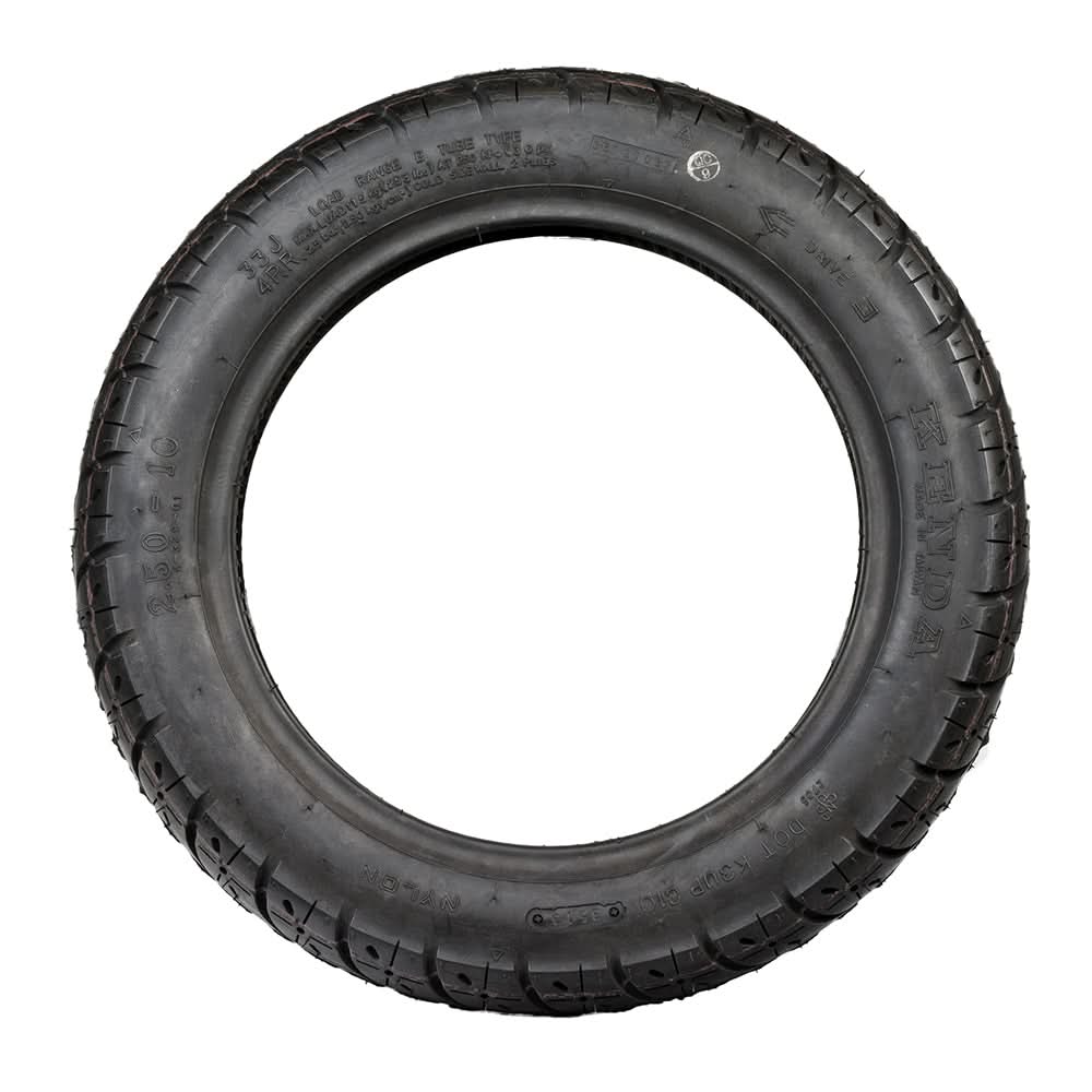 Kenda 2.50-10 Scooter Tire with K329 Tread, showcasing a durable tread pattern designed for superior traction and handling, suitable for scooter applications and DOT approved for highway use.