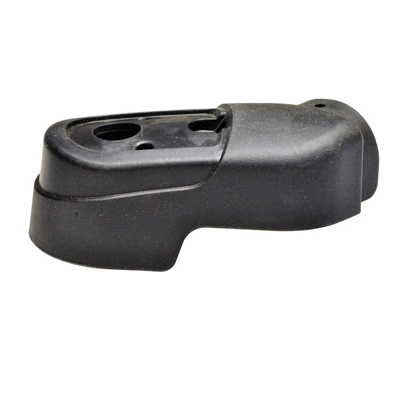 Caster Arm Cover for the Jazzy 600, 600XL, Quantum Q600, & Q600XL, a black plastic device with multiple holes designed to protect the caster bearings, ensuring longer lifespan and secure operation.