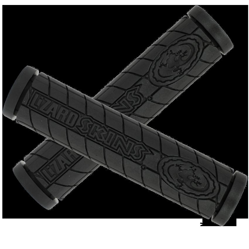 130 mm Single Compound Logo Grips for Bikes & Scooters, featuring durable black elastomer rubber with a sleek design, perfect for medium-sized hands, providing excellent comfort and grip. Sold as a pair.