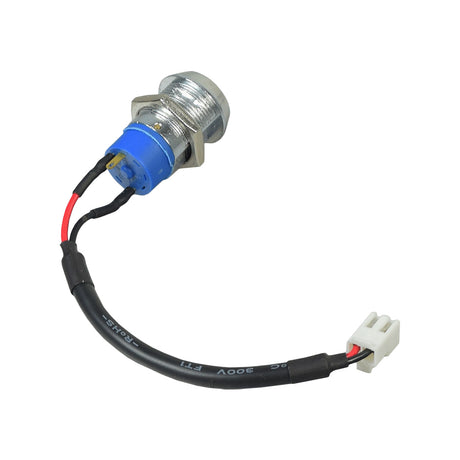 Close-up of the Key Switch with Keys for the Pioneer 4 (S141), Pioneer 9 (S331), and Pioneer 10 (S341) Mobility Scooters, showing the metal part with wires and a blue cap.