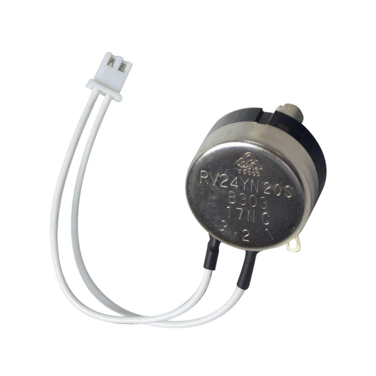 Speed Potentiometer (Speed Pot) for the Merits Pioneer 3 (S131), Pioneer 4 (S141), and Pioneer 9 (S331) Mobility Scooters, featuring a small round metal device with white wires and a 2-pin connector.