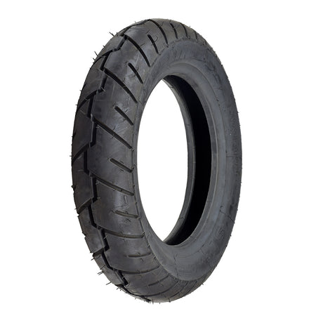 Michelin 3.50-10 S1 Performance Scooter Tire showcasing close-up of its large tread blocks and directional design, highlighting durability and superb wear resistance.