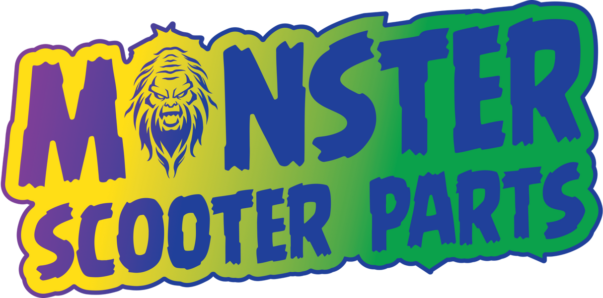 Monster Scooter Parts Sasquatch Sticker featuring a playful cartoon face of Sasquatch, perfect for decorating scooters, bikes, or other surfaces.