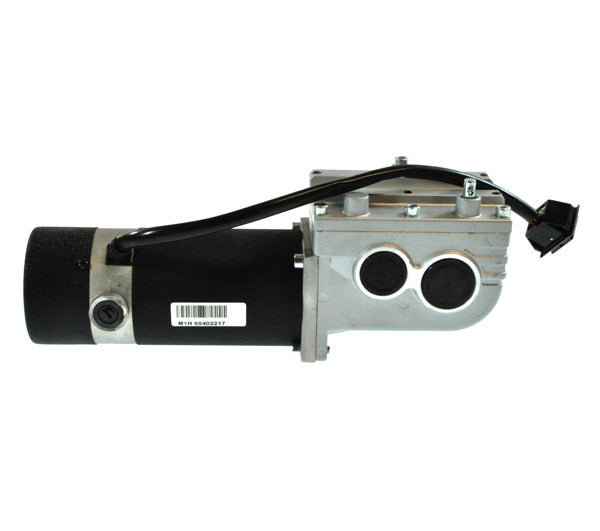 Close-up of Drive Motor Assemblies (MTS:62010023/MTS:62020023) for Jazzy and Jet power chairs, highlighting the intricate components like solenoid, brushes, caps, and axle key.